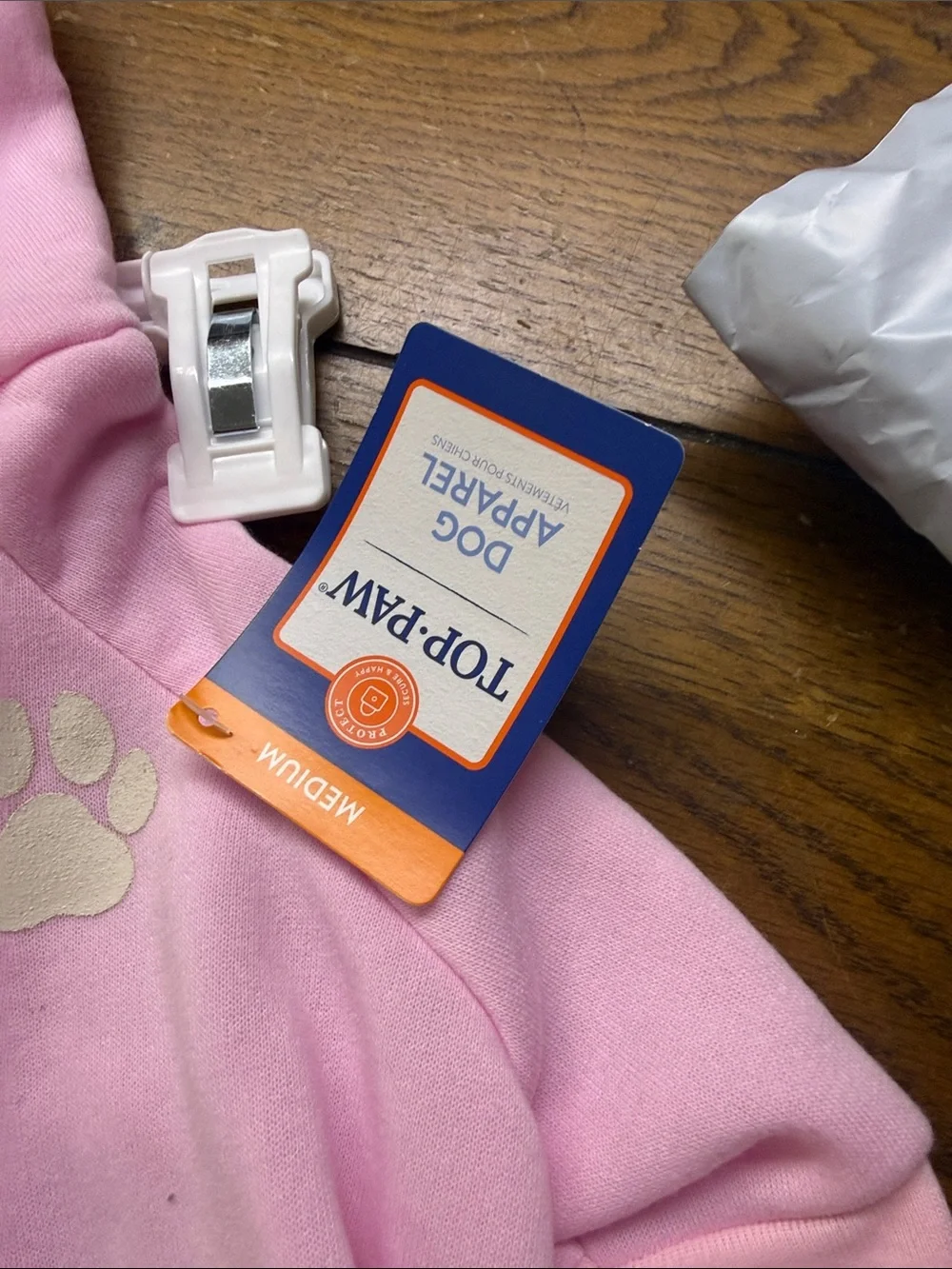 Top Paw Light Pink Hooded Dog Sweatshirt with Paw Print